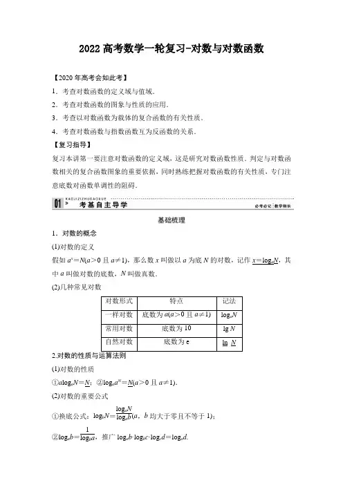 2022高考数学一轮复习-对数与对数函数