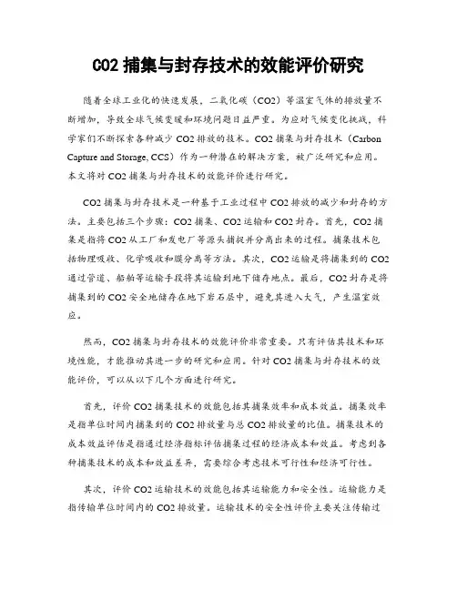 CO2捕集与封存技术的效能评价研究