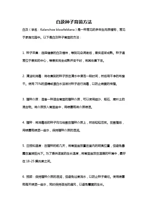 白及种子育苗方法