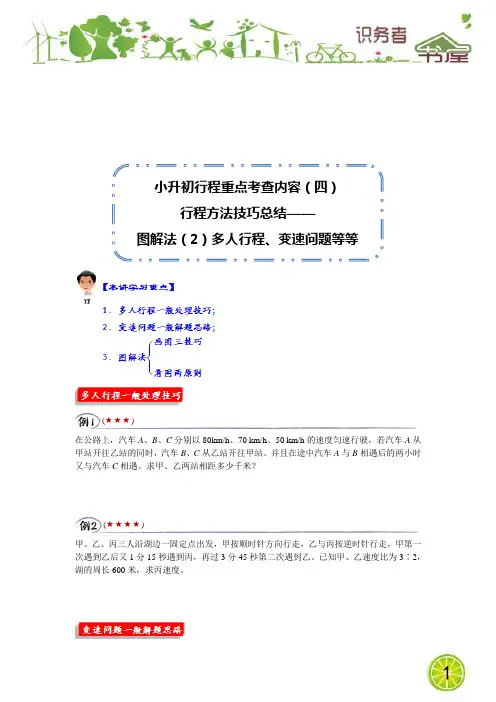 五升六年级奥数暑期班-(第19讲)小升初行程重点考查内容-行程方法技巧总结