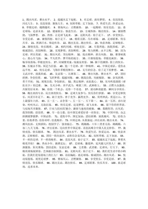 小学足球比赛的主题八个字