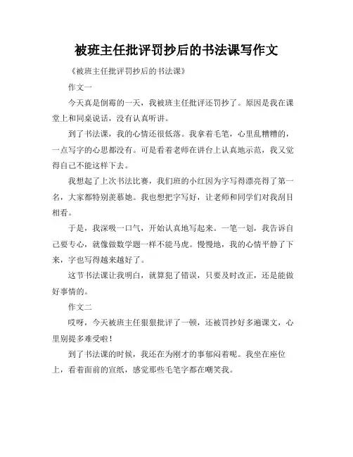 被班主任批评罚抄后的书法课写作文