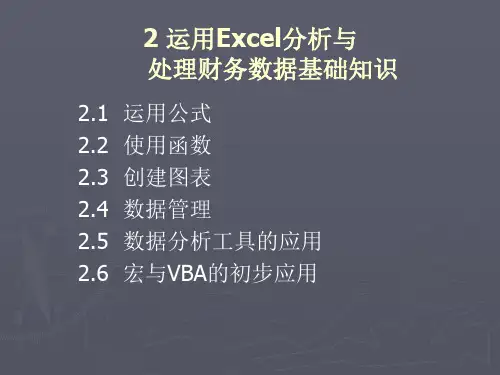 EXCEL二运用Excel分析与处理财务数据基础知识精品PPT课件