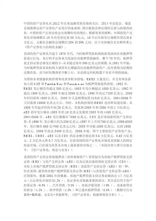美国资产证券化发展简史