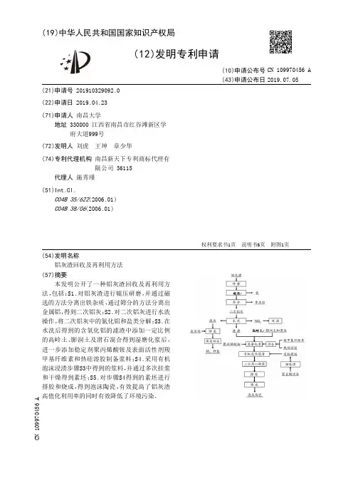 【CN109970456A】铝灰渣回收及再利用方法【专利】