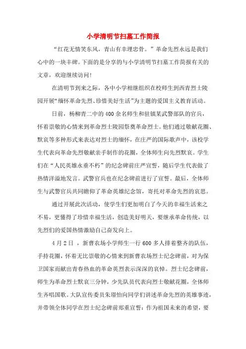 小学清明节扫墓工作简报