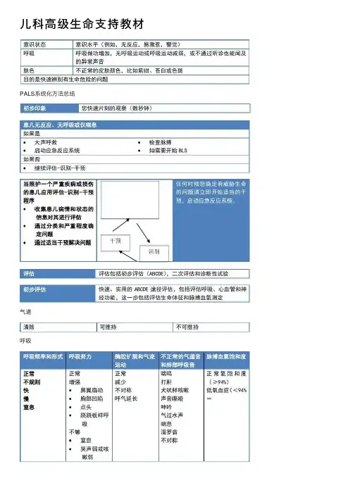 儿科高级生命支持教材