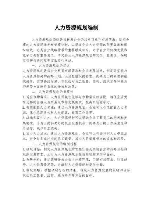 人力资源规划编制