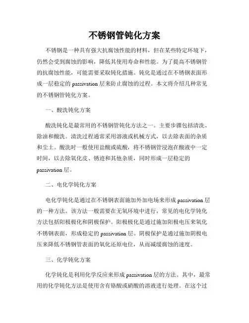 不锈钢管钝化方案