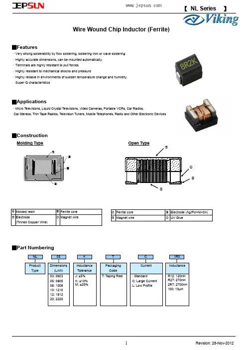 viking贴片绕线电感NL系列选型规格书