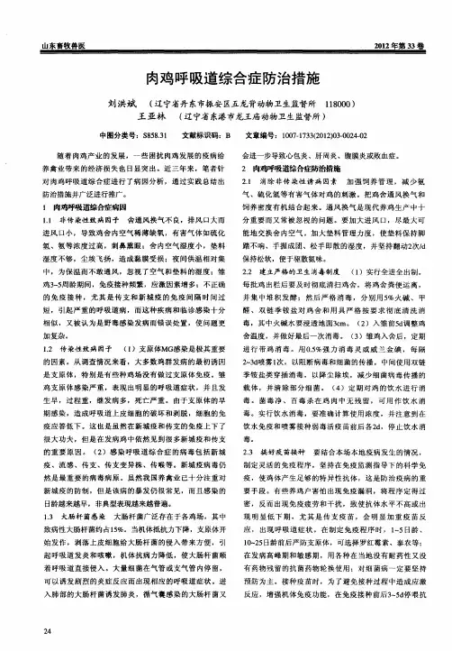 肉鸡呼吸道综合症防治措施