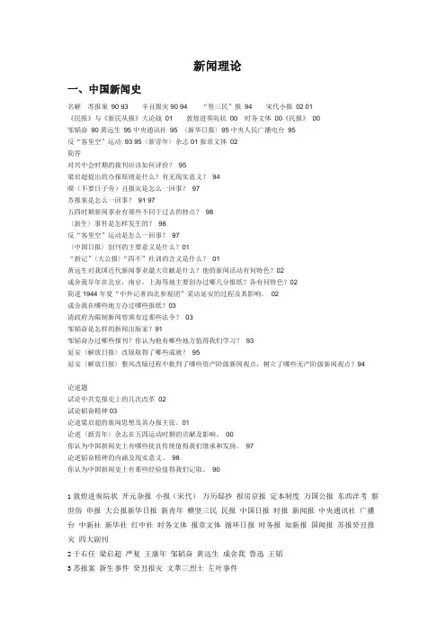 暨南大学新闻学2000-2010考研真题分科汇总