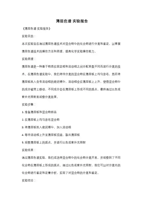 薄层色谱 实验报告