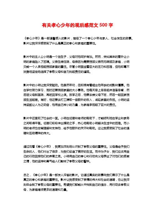 有关孝心少年的观后感范文500字
