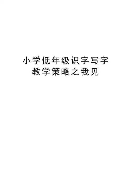 小学低年级识字写字教学策略之我见培训讲学