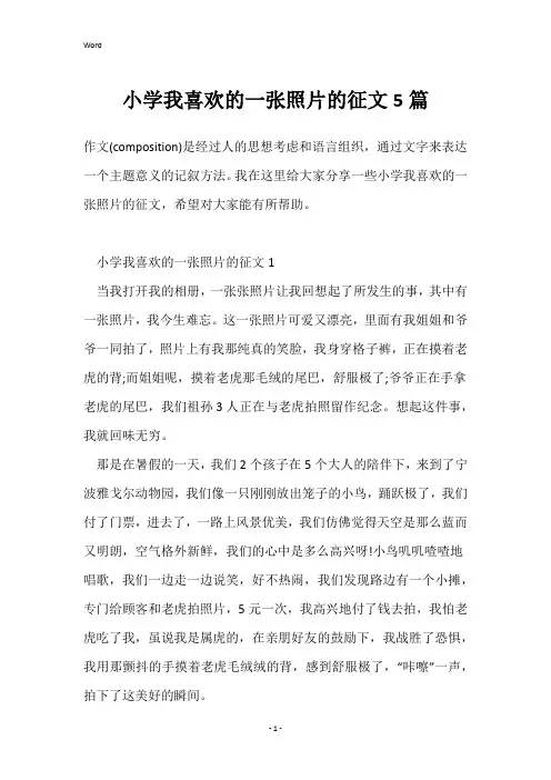 小学我喜欢的一张照片的征文5篇