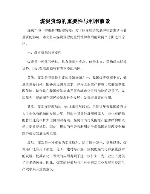 煤炭资源的重要性与利用前景