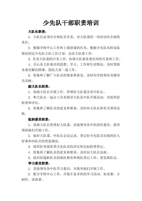 少先队干部职责培训(第二期)