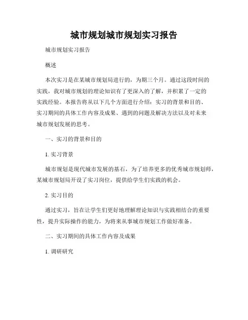 城市规划城市规划实习报告