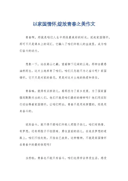 以家国情怀,绽放青春之美作文