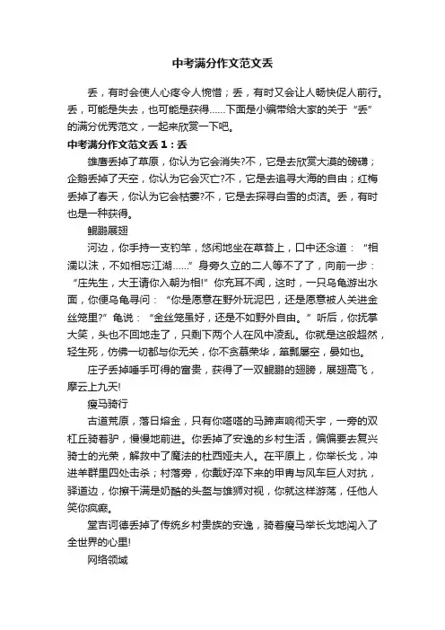 中考满分作文范文丢