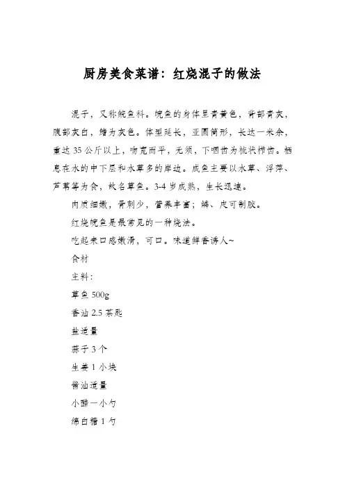 厨房美食菜谱：红烧混子的做法