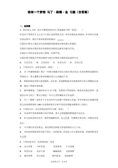 我有一个梦想 马丁·路德·金