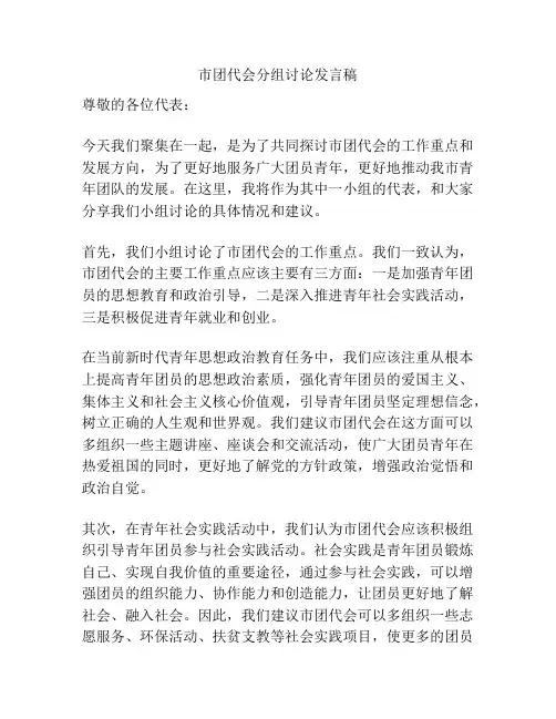 市团代会分组讨论发言稿