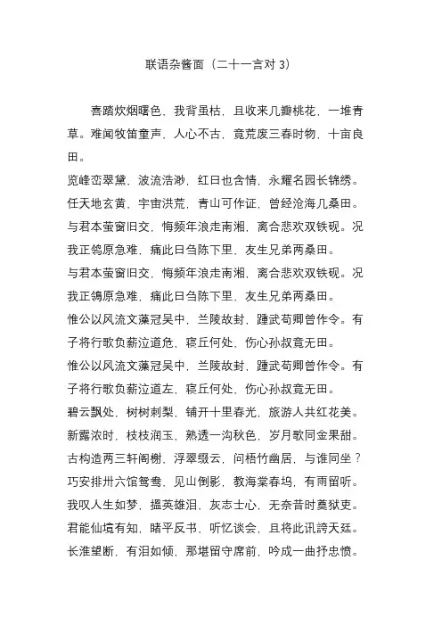 联语杂酱面(二十一言对3)