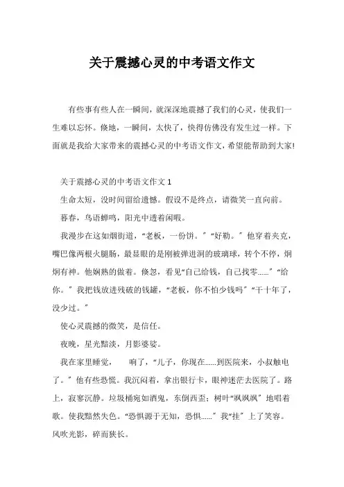 (中考作文)关于震撼心灵的中考语文作文