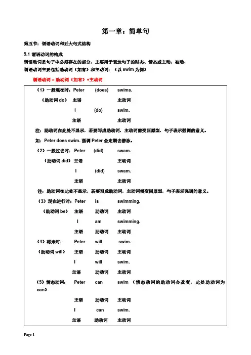 5. 英语语法基础-谓语动词和句式结构