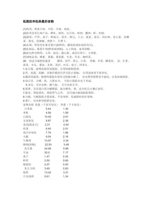 低热量食物