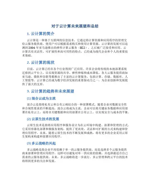对于云计算未来展望和总结