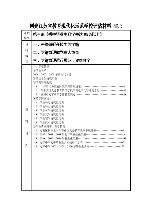 创建江苏省教育现代化示范学校评估材料