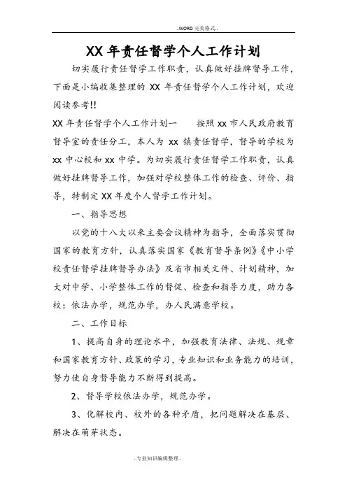 某年责任督学个人工作计划总结