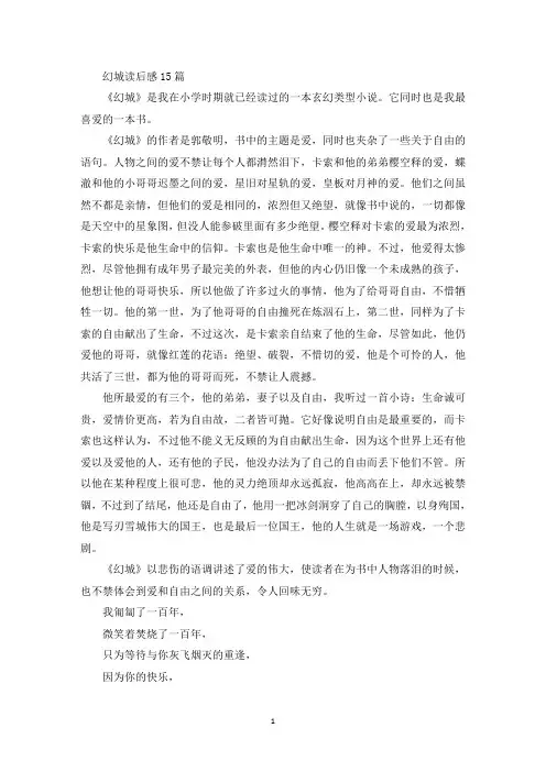 最新幻城读后感