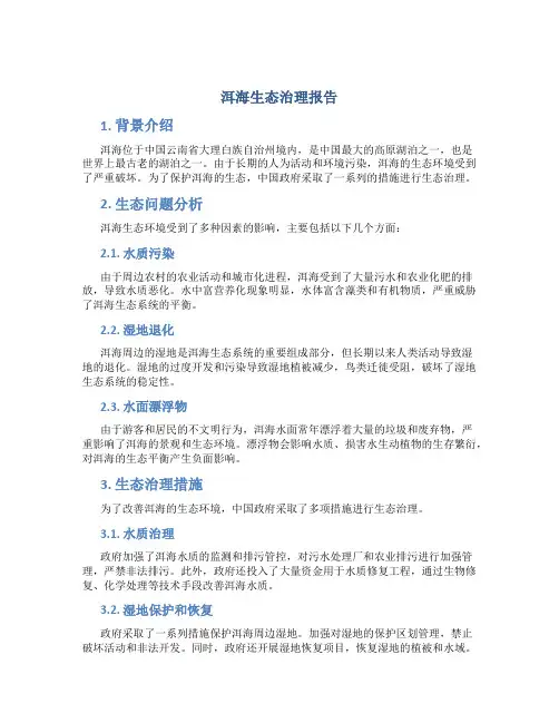 洱海生态治理报告
