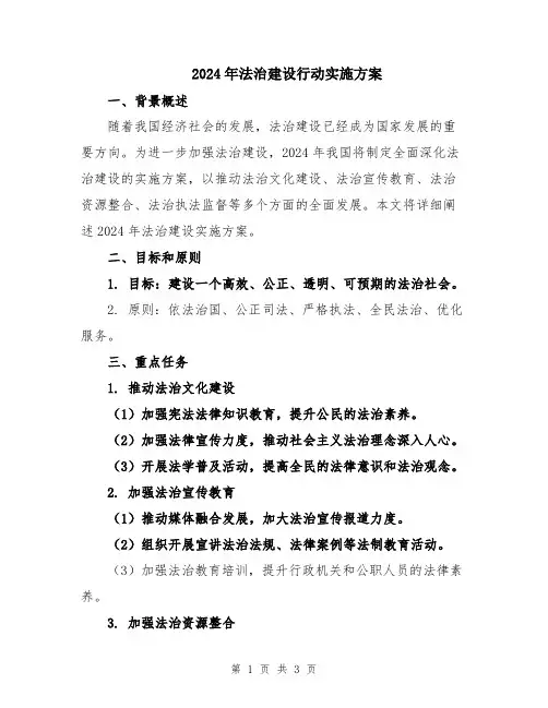2024年法治建设行动实施方案