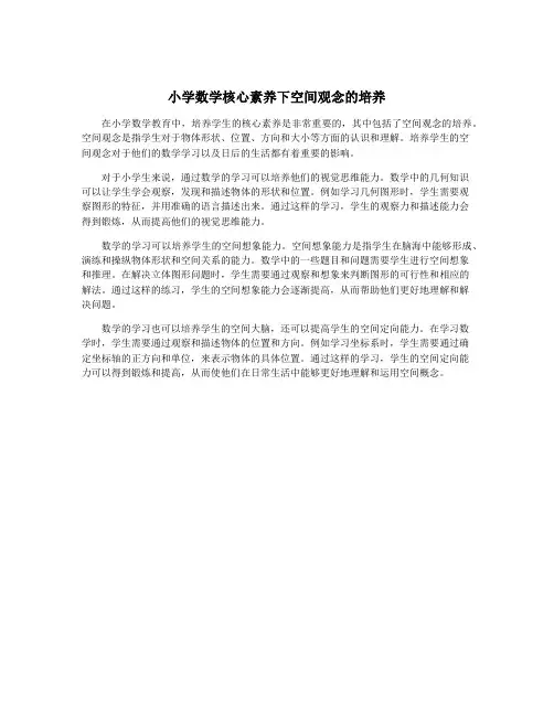 小学数学核心素养下空间观念的培养