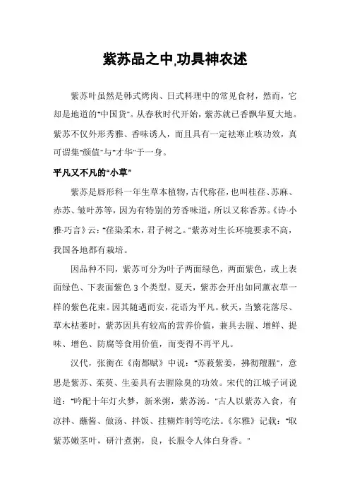 紫苏品之中,功具神农述