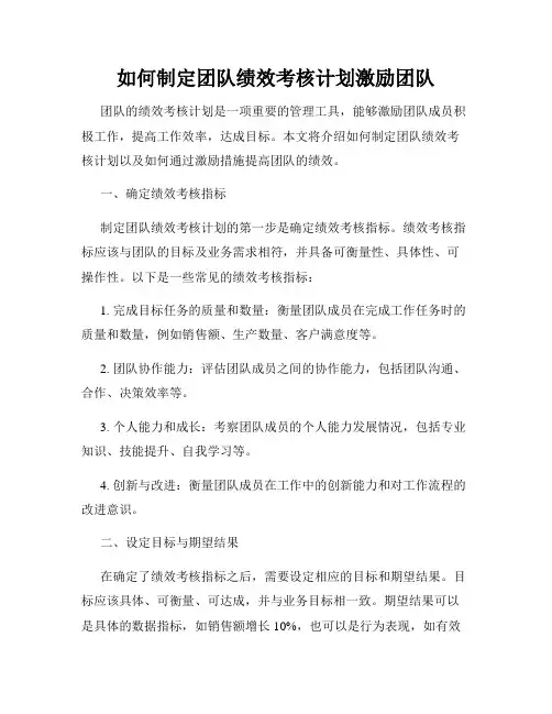 如何制定团队绩效考核计划激励团队