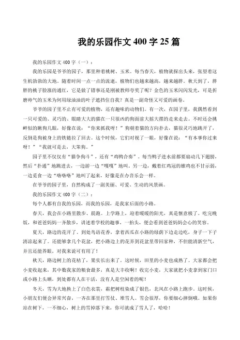 我的乐园作文400字25篇