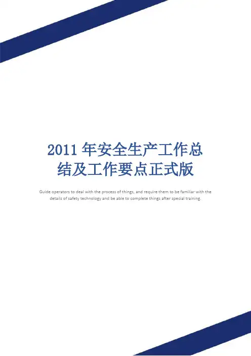 2011年安全生产工作总结及工作要点正式版