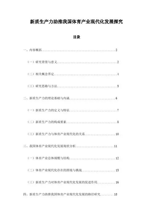 新质生产力助推我国体育产业现代化发展探究