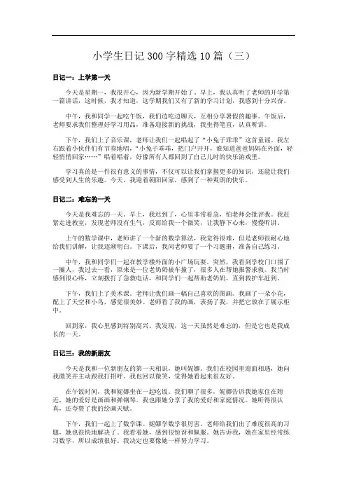 小学生日记300字精选10篇(三)