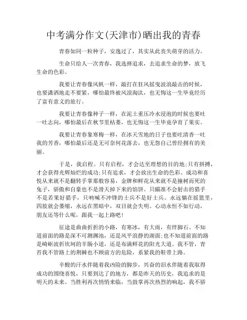 中考满分作文(天津市)晒出我的青春