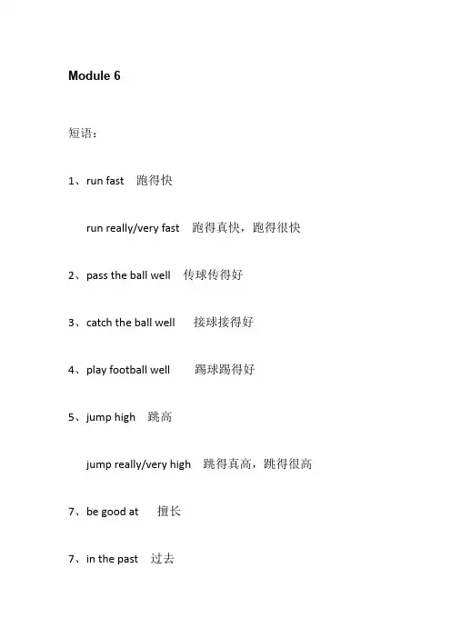 外研版英语(三起点)五年级上册Module 6 知识点归纳