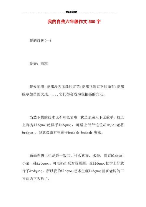 我的自传六年级作文500字