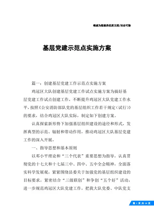 基层党建示范点实施方案