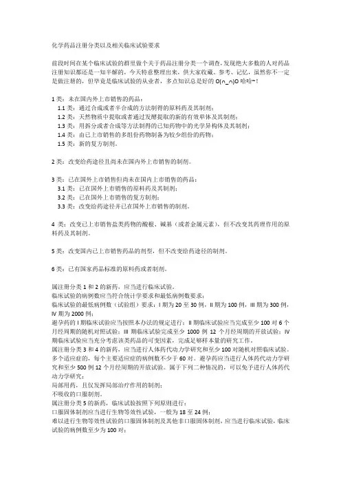 化学药品注册分类以及相关临床试验知识
